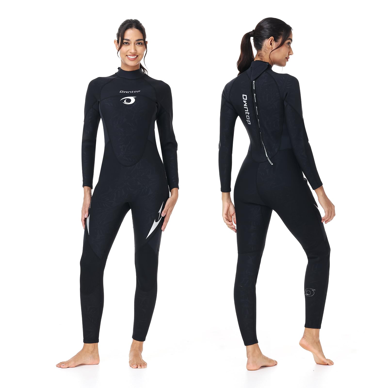 Owntop Mens Womens Wetsuit 1.5mm - Full Length Diving Suits, Back Zip Neoprene Wet Suits, Thermal Stretch Pro Dive Skin for Surfing Snorkeling
