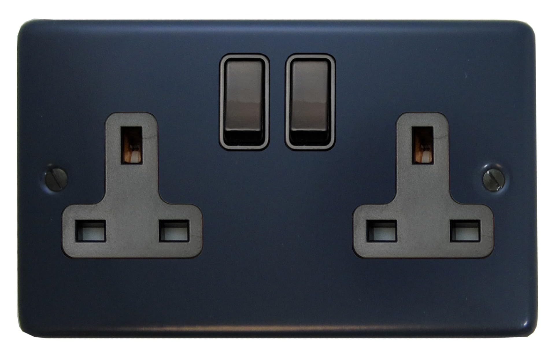 G&H Brassware Blue G&H Crb10b Standard Plate 2 Gang Double 13A Switched Plug Socket