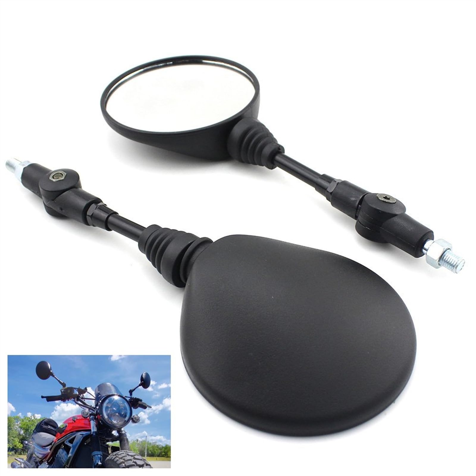 Faltbare Runde Fahrradspiegel Weitwinkel-Motorrad-Rückspiege 360° Verstellbarer Fahrradreflektor E-Bike-Roller-Spiegel Motorrad Rückspiegel | No Handlebar Clamp