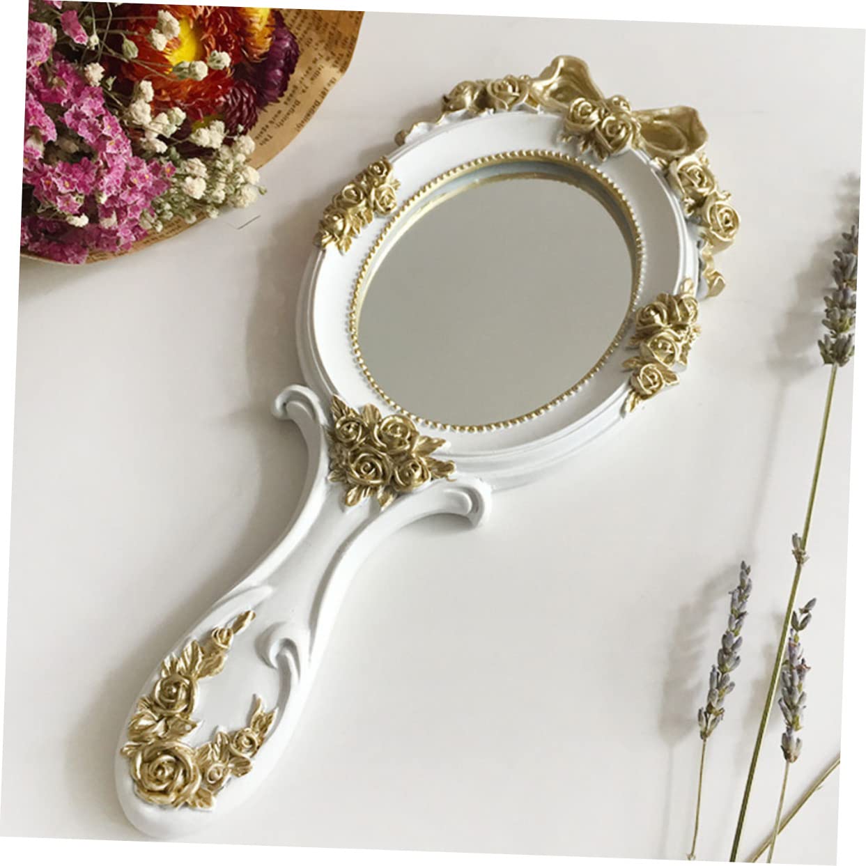 Handspiegel für Damen, Kosmetikspiegel aus Glas und Kunstharz