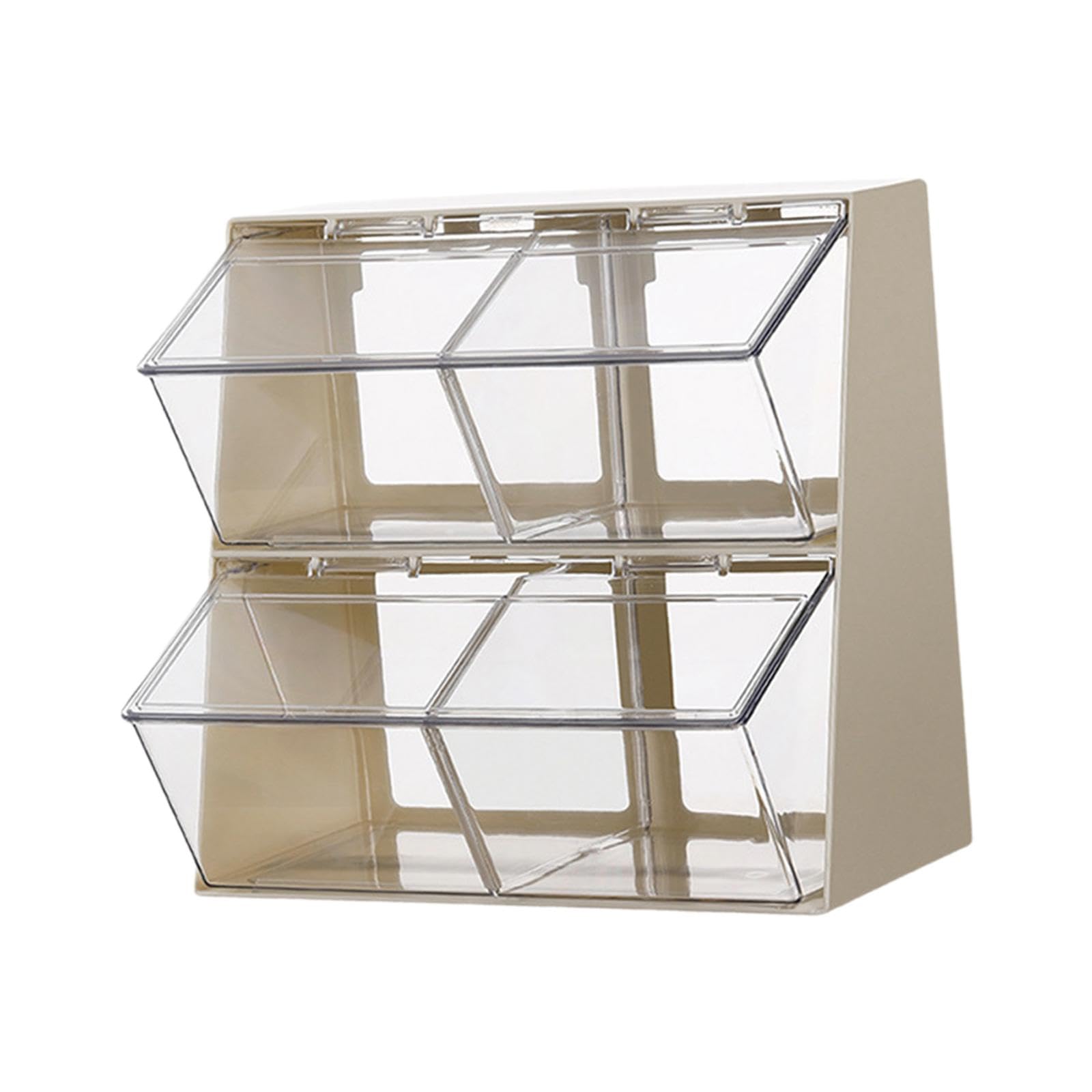Caja Organizadora de Té Soporte para Café Condimentos Azúcar Y Sobres de Especias con Divisiones PP Resistente Adecuada para Cocina Dormitorio Baño de, Blanco, Individual