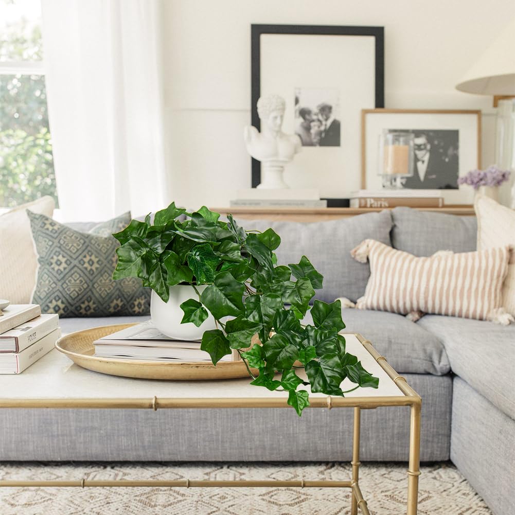 Hollyone Artificial Plants in Ceramic Pots, Fake Ivy Leaves Decorative Faux Potted Plants - Image 3