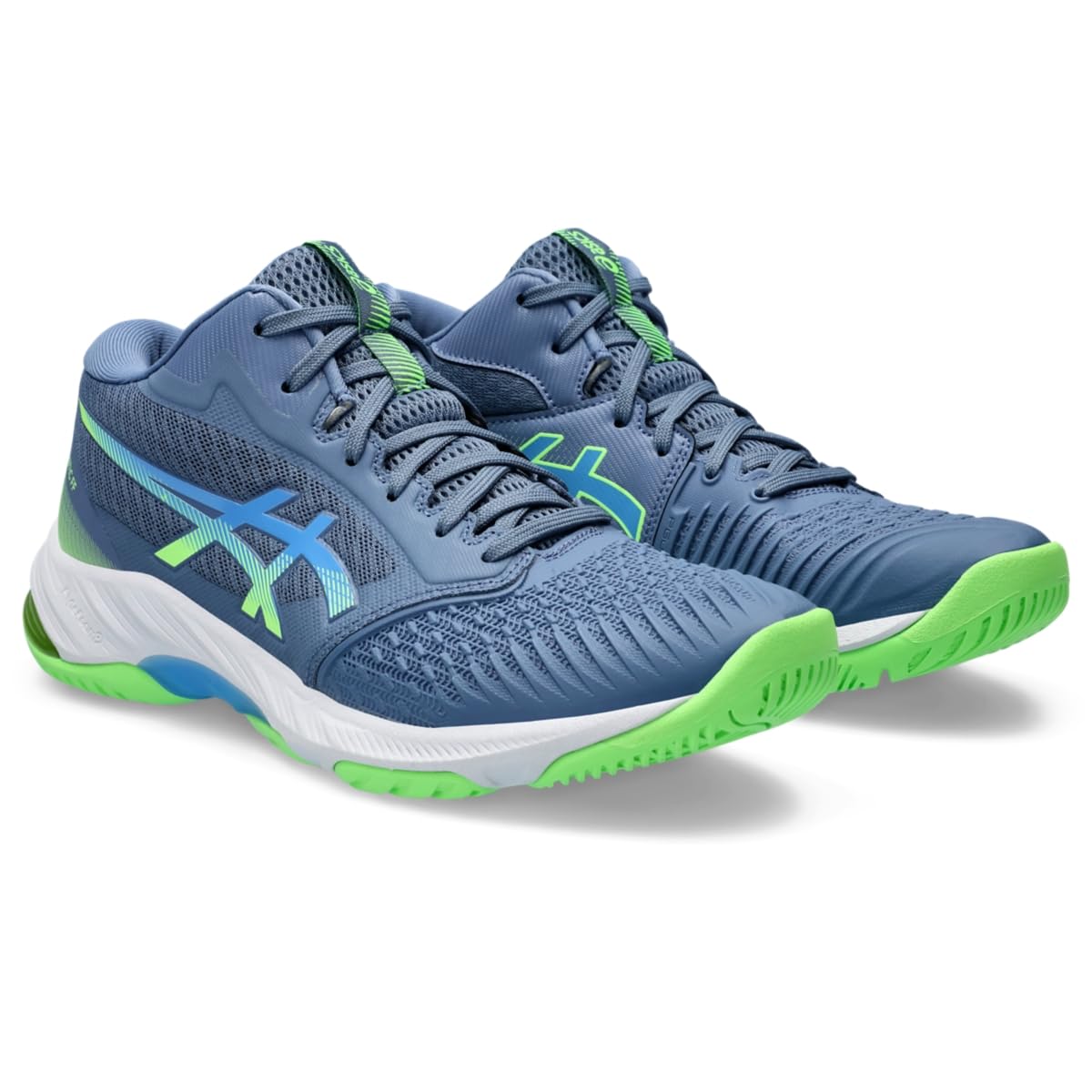 Asics Men's Netburner Ballistic FlyteFoam Mid Top 3 Volleyball Shoe, 8.5, Denim Blue/Waterscape