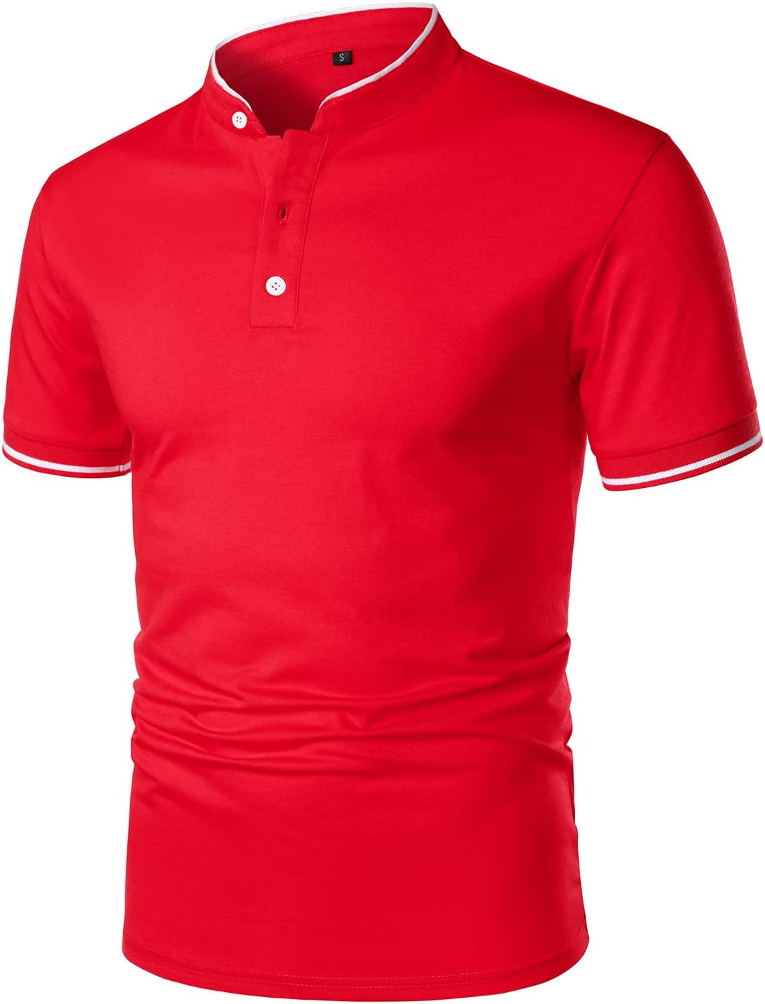 HOOD CREW Mans Fashion Short Sleeve Polo Shirts Summer Casual Band Collar Tops Shirt