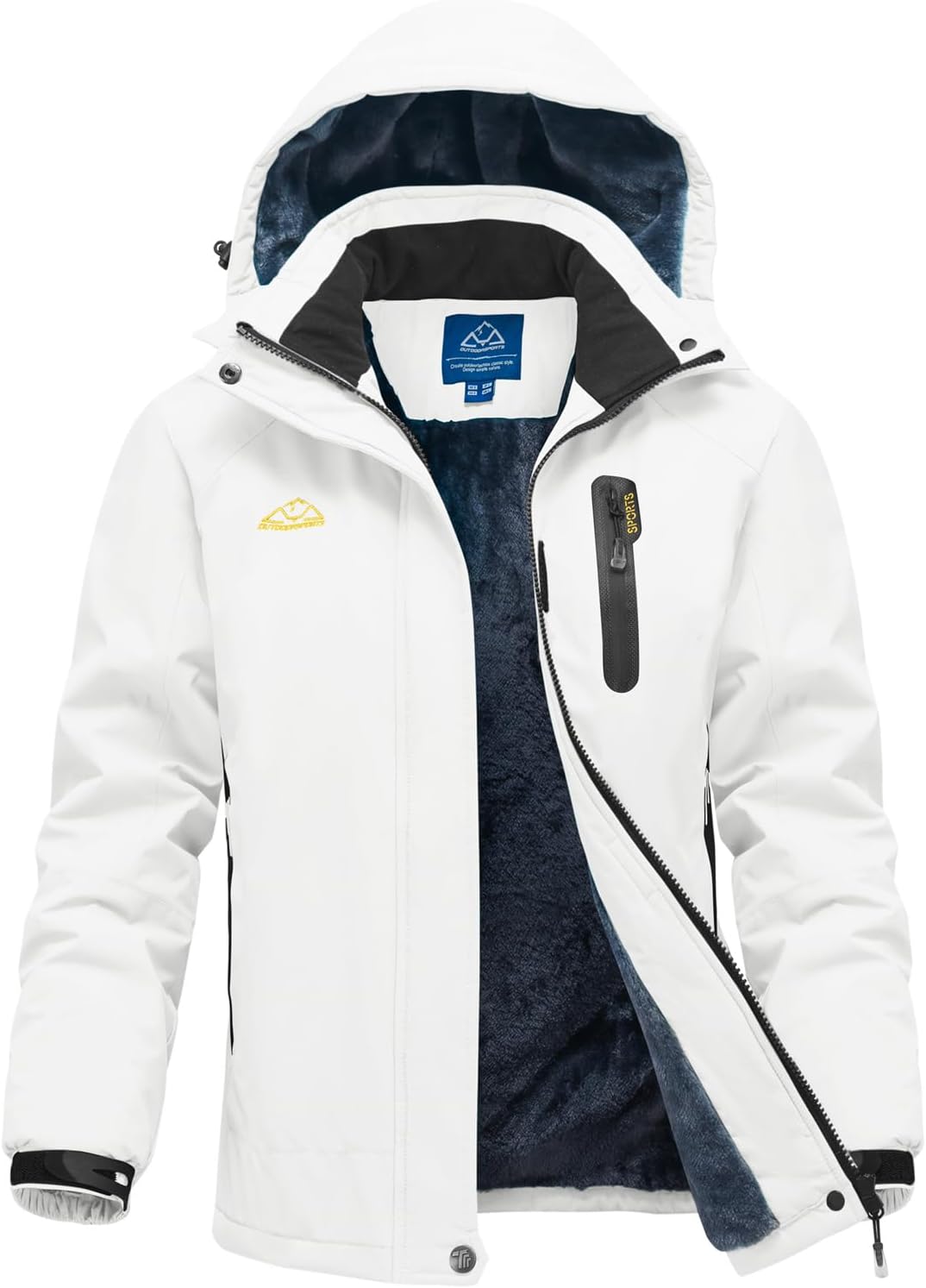 donhobo Winterjas voor dames, winddicht, waterdicht, softshelljas, warm fleece, ski-jack, functionele jas met afneembare capuchon, lila, M