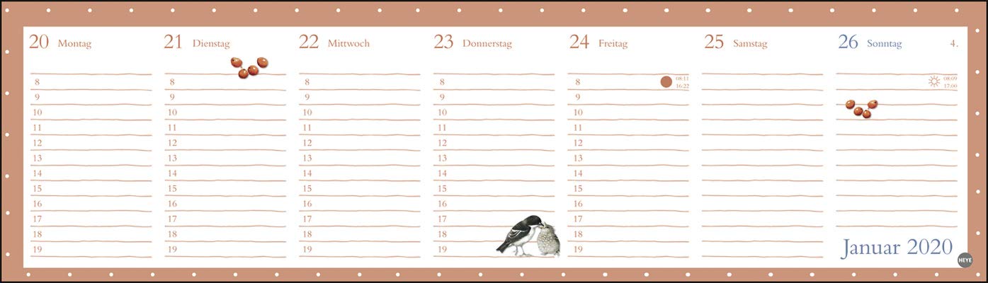 Bastin Wochenquerplaner. Tischkalender 2020. Wochenkalendarium. Spiralbindung. Format 32,5 x 9,3 cm