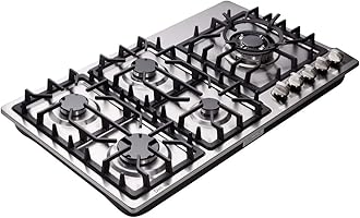 - 34 Inch Gas Cooktop Dual Fuel Sealed 5 Burners Stainless Steel Drop-In Gas Hob DK258-A08 Gas Cooker