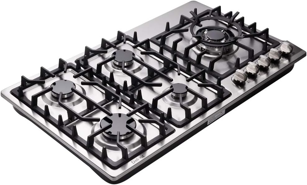 34 Inch Gas Cooktop Dual Fuel Sealed 5 Burners Stainless Steel Drop-In Gas Hob DK258-A08 Gas Cooker