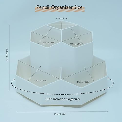 Miniatura 8 de Soporte organizador giratorio de 360 grados con 9 ranuras, solución de almacenamiento de escritorio multiusos para el hogar, oficina, aula, escuela