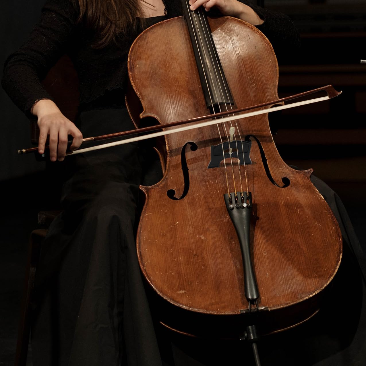 Yardwe 1 Stück Violoncello Saitenheber Cello Brücke Wechselwerkzeug Höhenverstellbar Langlebig Sicher für Saitenwechsel für Musiker und Instrumentenbauer Schwarz