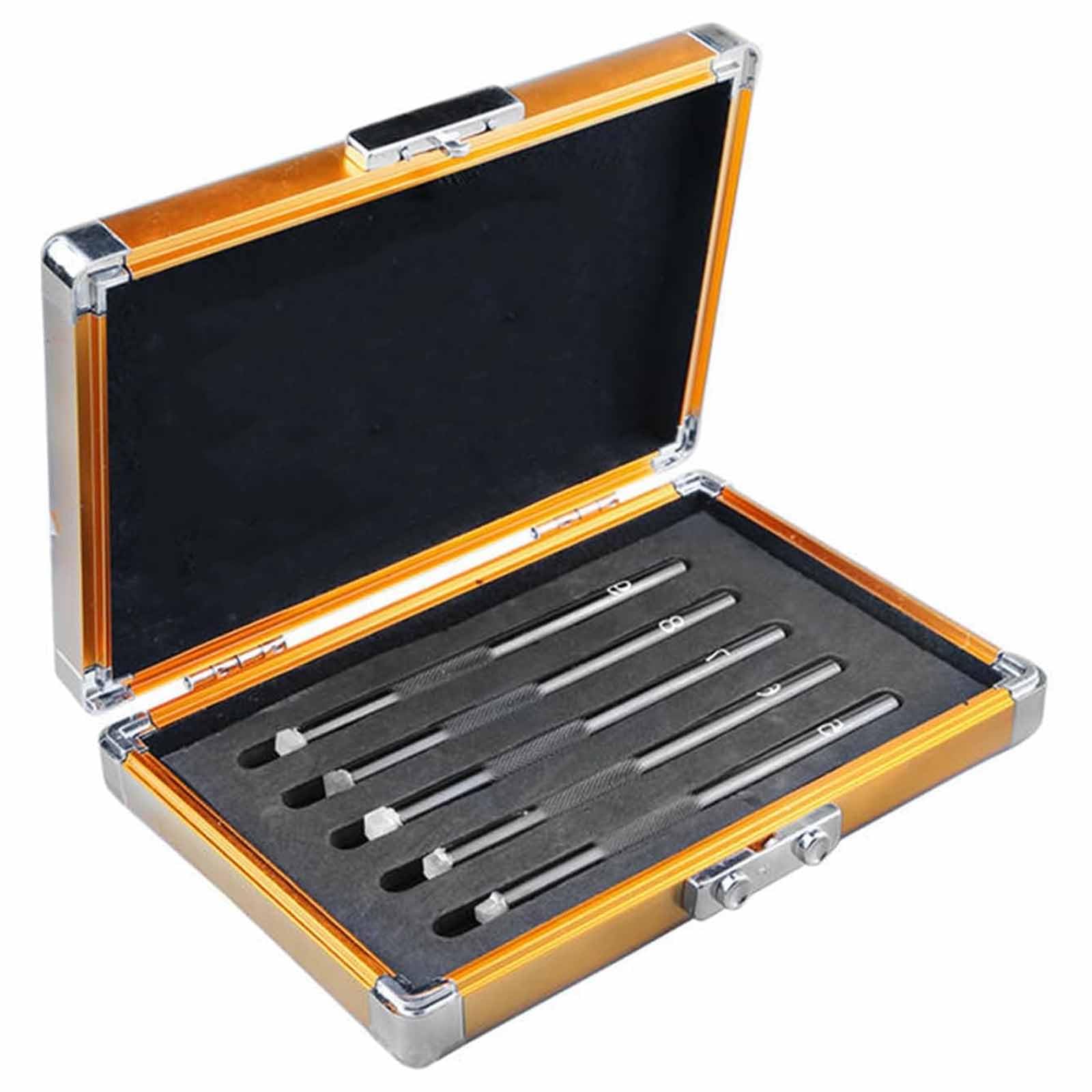 ZephPerton Scratch Tester Hardness Test Pen, 5 Pack Mohs Hardness Tester, 5-9 Industrial Mineral Identification Kit With Storage Box, For Mineral Identification, Gem Jade Jewelry, Glass, Ceramic