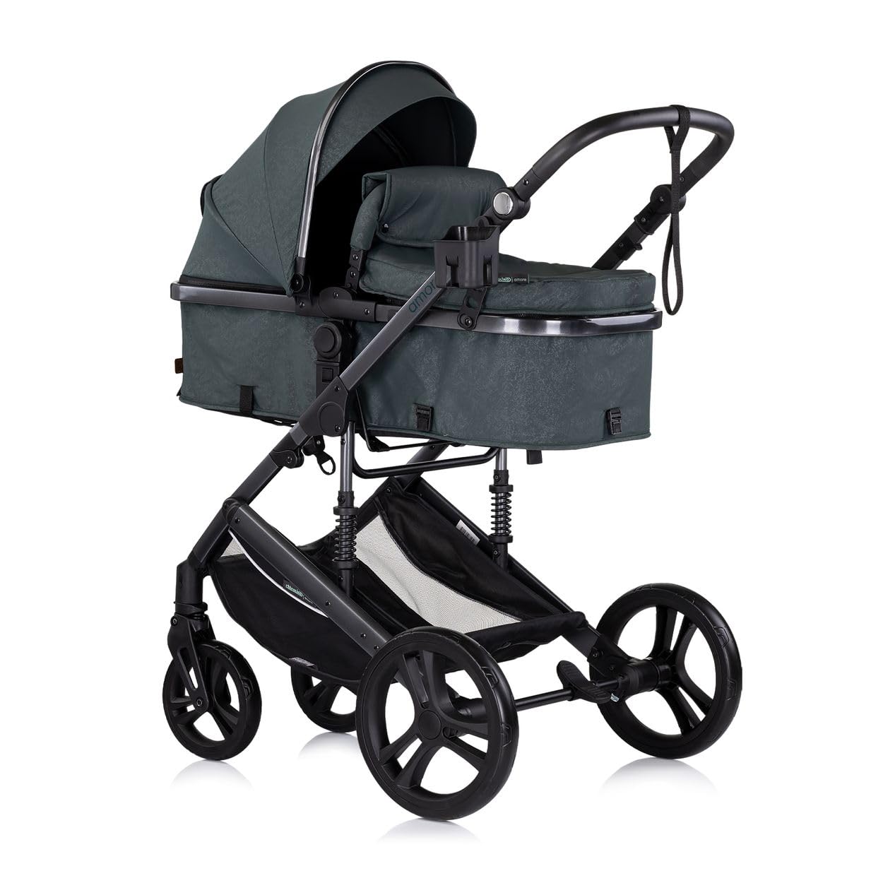 Chipolino Kinderwagen 3 in 1 Amore Babyschale Adapter Wickeltasche Fußabdeckung tuerkis