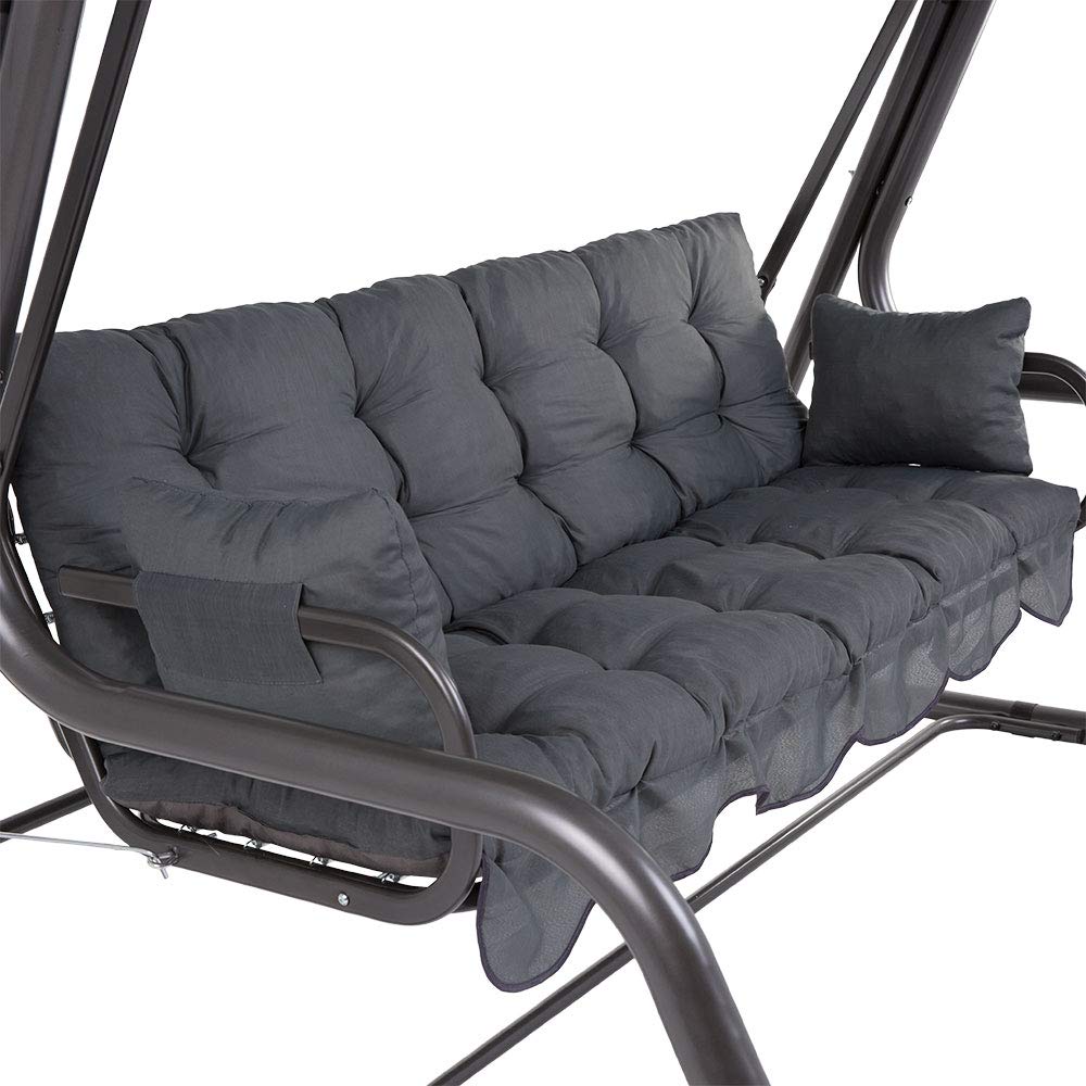 PATIO Hollywoodschaukel Auflage 170x50 Bankauflage grau Sitzkissen Rückenlehne Seitenkissen gesteppt Bora