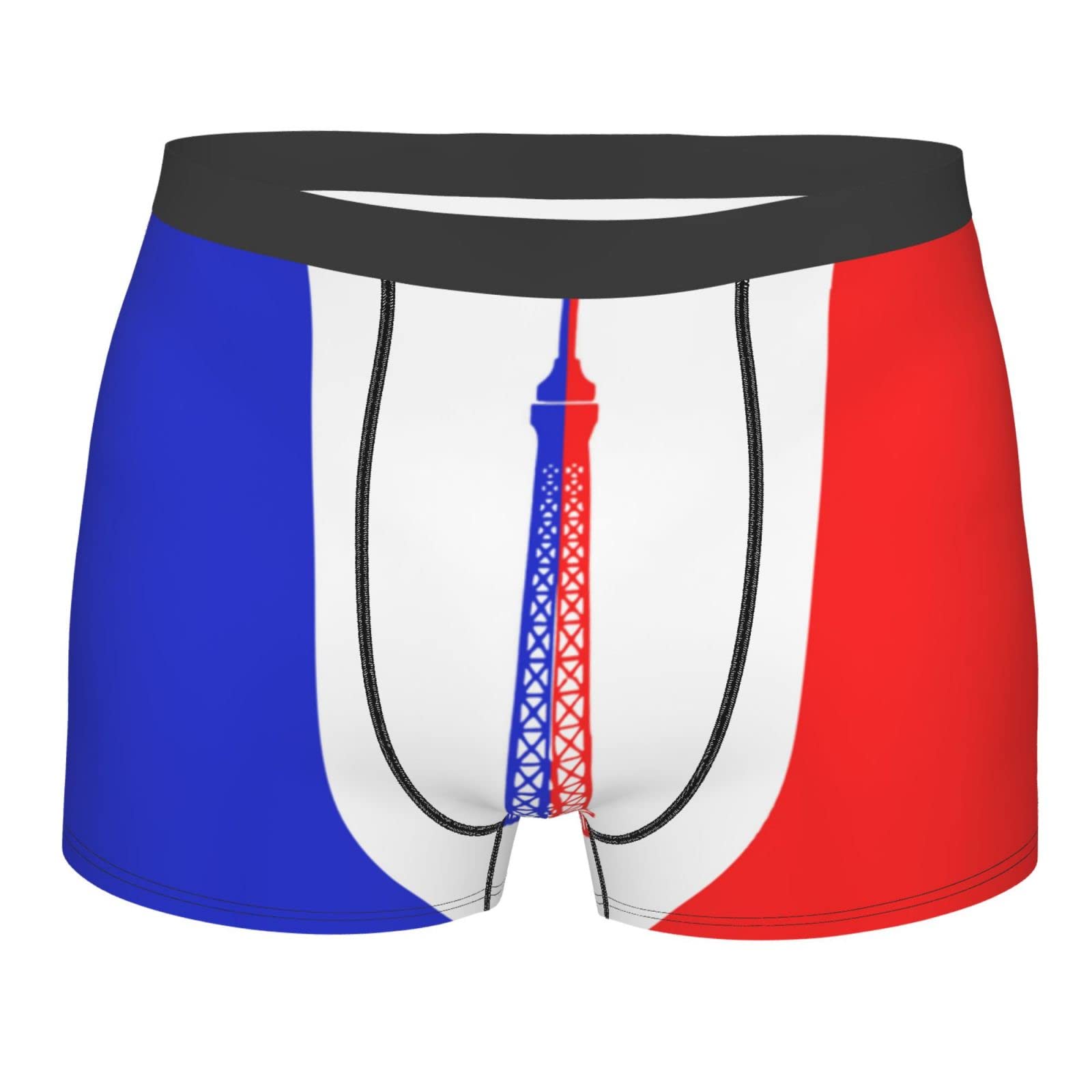 Melbrakin France Flag Eiffel Tower Men's Underwear Breathable Boxer Briefs Stretch Trunks