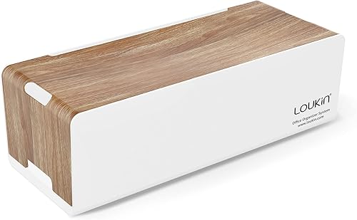 LOUKIN Caja de organización de cables, regletas o cables para ocultar y cubrir, caja organizadora de cables para escritorio, oficina y hogar,