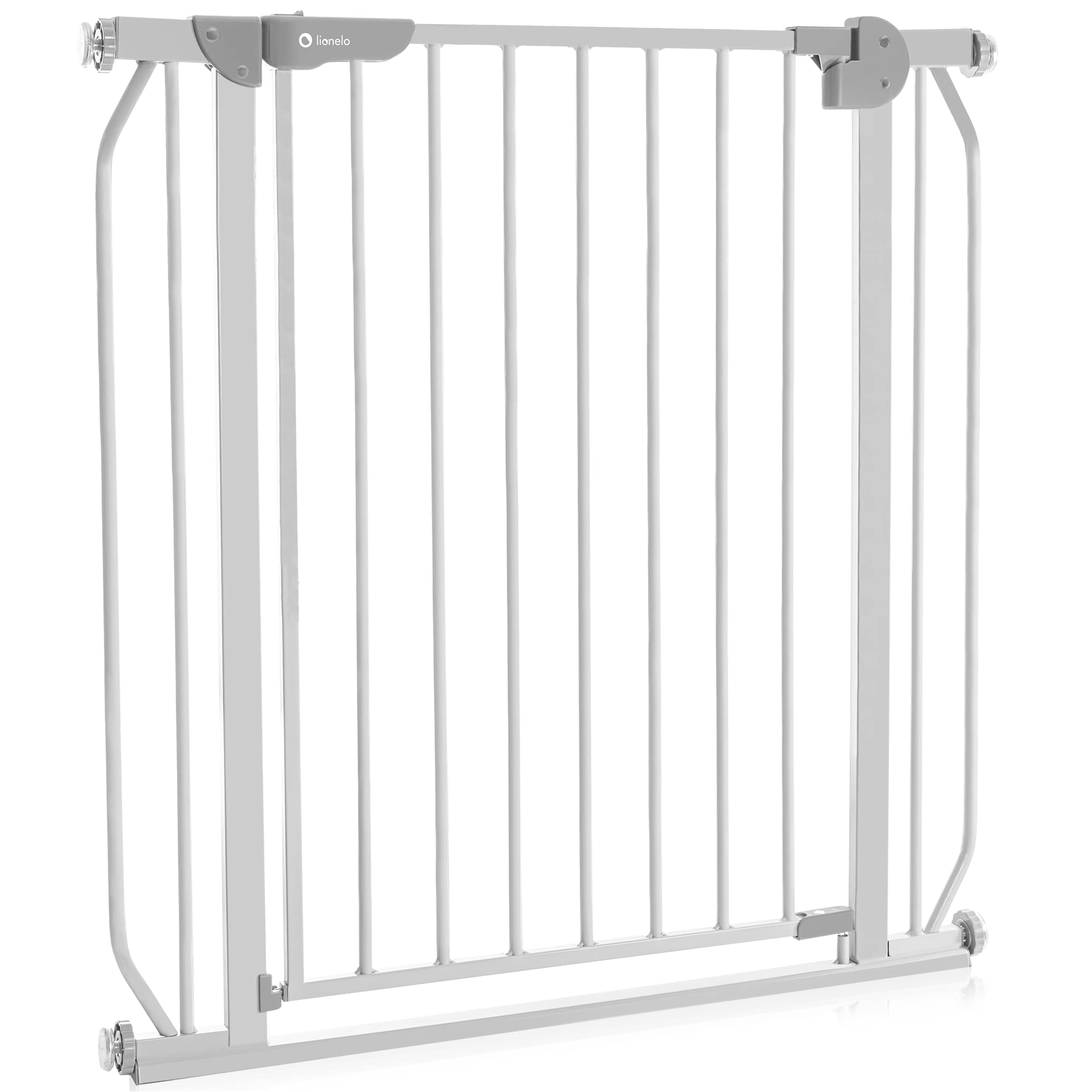 LIONELO Truus Slim Cancelletto di sicurezza, Larghezza regolabile da 75 fino a 105 cm con Fissaggio a pressione, Apertura entrambe le direzioni, Altezza 77 cm, Autobloccante