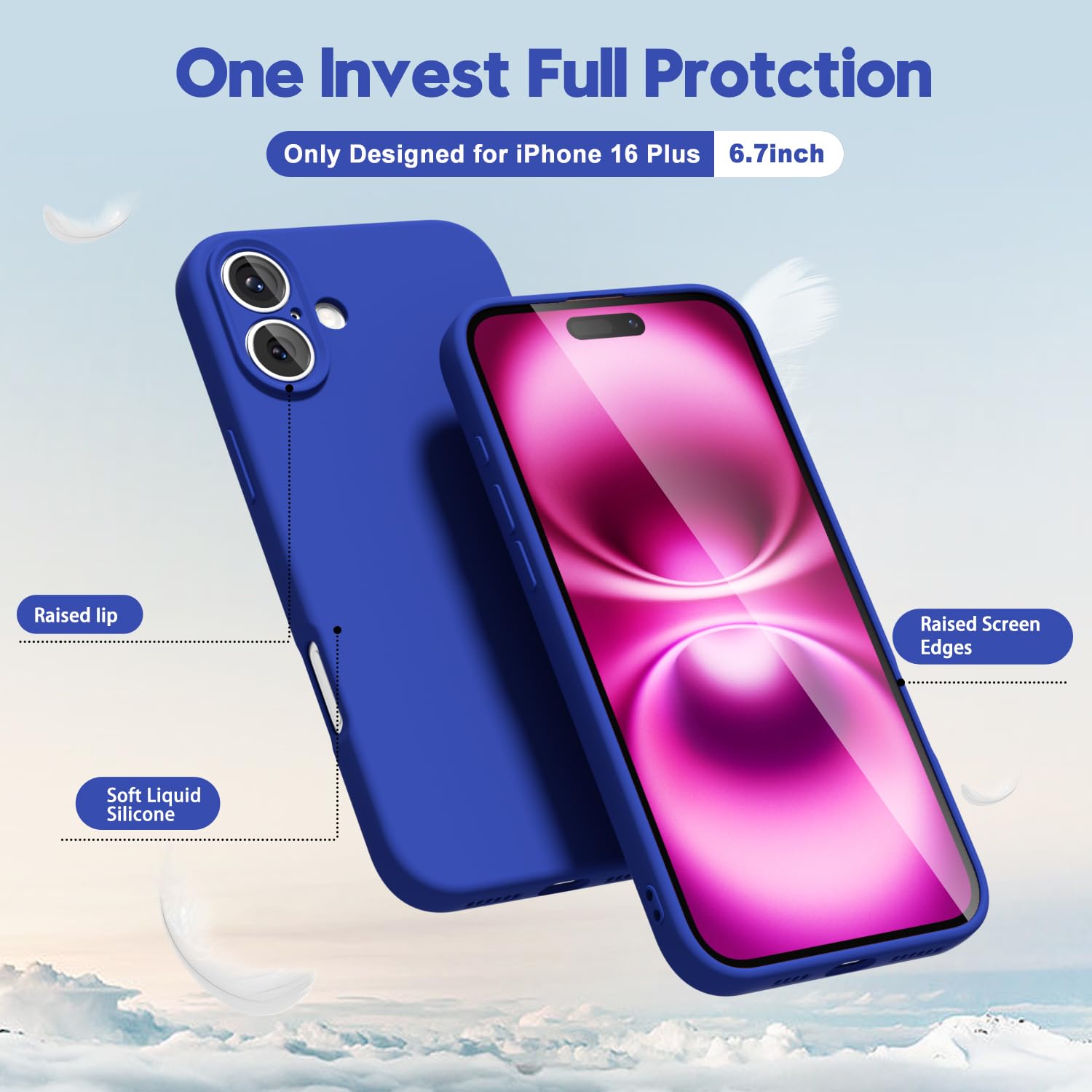 oakxco for iPhone 16 Pro Max Case Liquid Silicone, Soft Rubber Gel Elegant Aesthetic Basic Simple Cover, Cute Thin Slim TPU Matte Solid Color Plain Smooth Case for Women Girl, Light Pink — view 1040