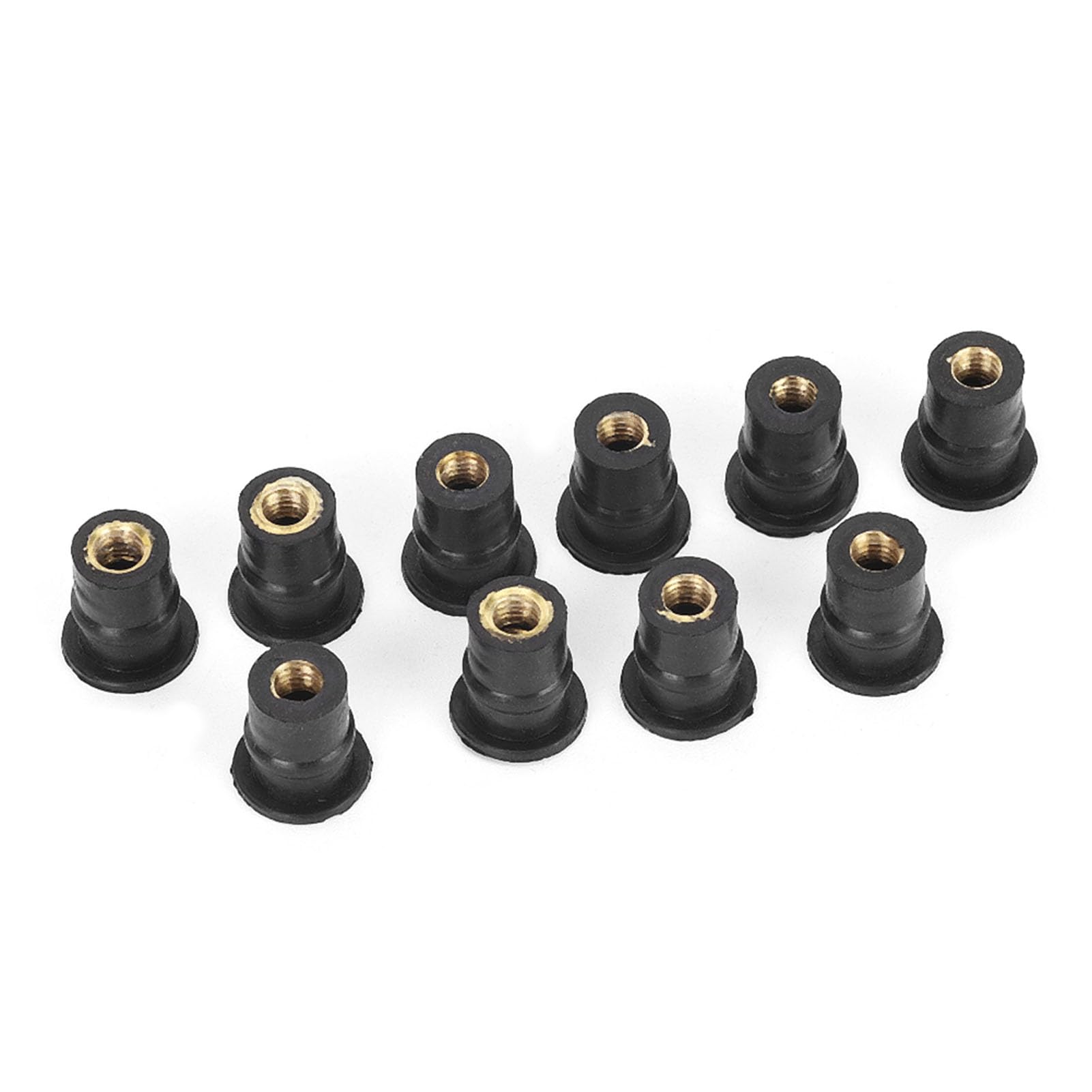 10Pcs M5 Rubber Well Nuts Inner 0.8mm Windshield 5mm/0.2in, Made of Premium Brass + Rubber, Direct replacement for Ducati, ATV Parts