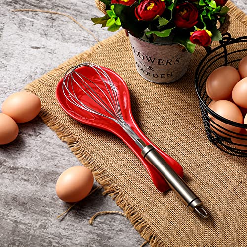 Image of Patelai Ceramic Spoon Rest Spoon Holder Stovetop for Kitchen Stove Coffee Bar Accessories Christmas Gift(Red,Classic Style)