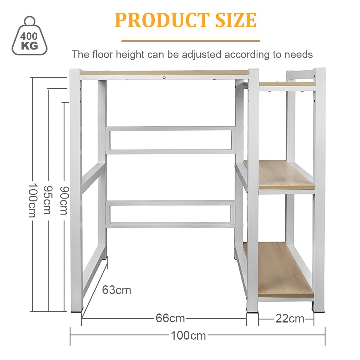 Waschmaschinenregal Trockner mit Seitenablagen, Höhenverstellbares Regal für Waschmaschine und Trockner, Schwerlast Waschmaschine Trockner Regal aus 4CM Stahl für Waschküche(White)