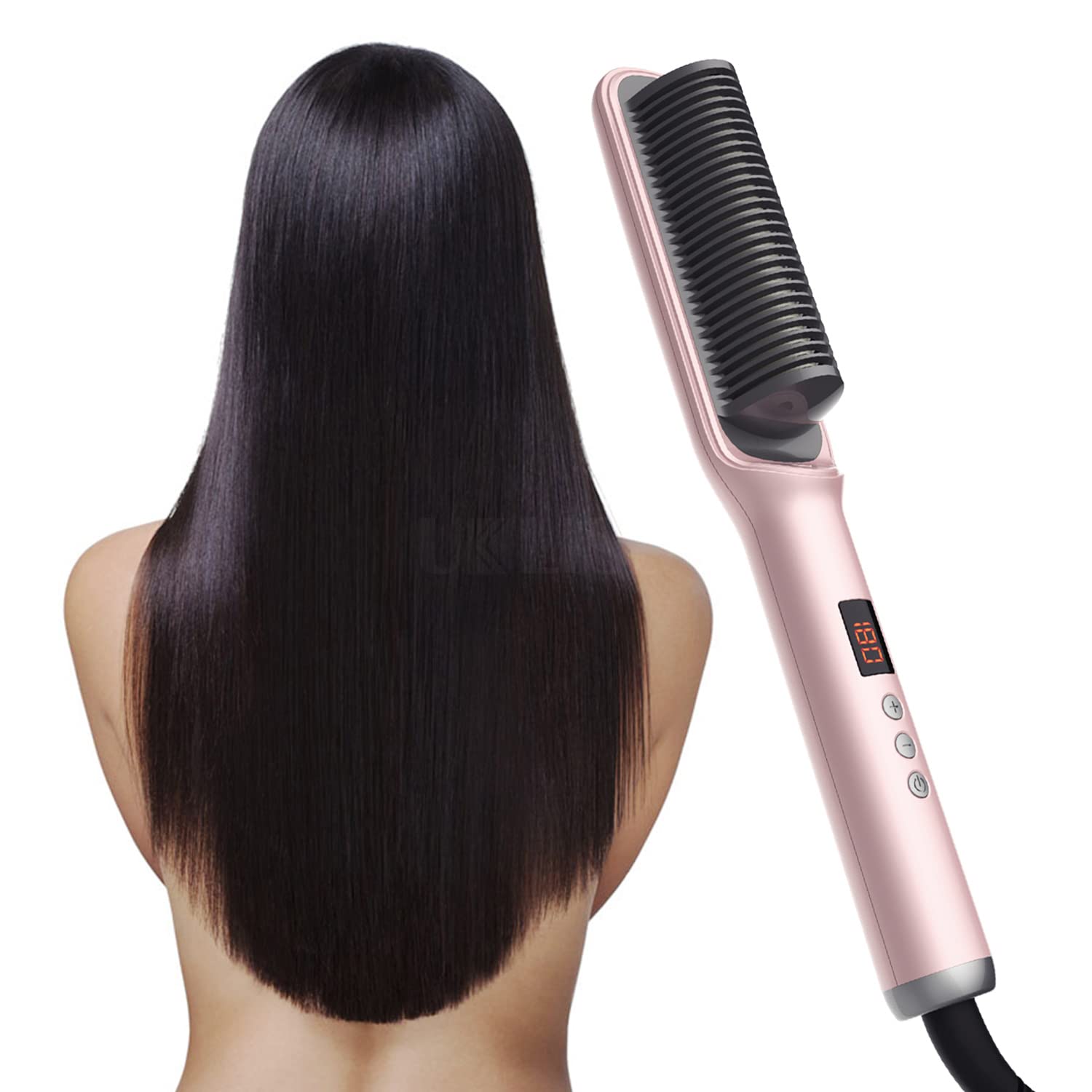 3 In 1 Hair Straightener Comb For Women&Girl,Hair Styler,Straightener Machine Brush/Ptc Heating Electric Straightener With 5 Temperature,Multicolor
