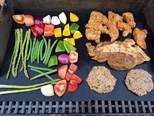 BBQ Grill Mats- Non Stick & Reusable - Premium Quality Fiberglass Fabric - Dishwasher Safe - No Mess, Easy Clean & Easy Use (Set of 2)