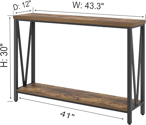 Miniatura 2 de EXCEFUR Mesa de entrada, mesas estrechas para sofá detrás del sofá, mesa de entrada moderna para pasillo, entrada, sala de estar, marrón rústico