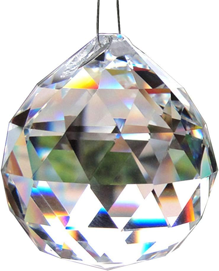 Oun Nana Clear 50mm Glass Crystal Ball Prism Pendant Faceted Chandelier Crystal Parts Hanging Pendant Lighting Ball Suncatcher Wedding Home Décor