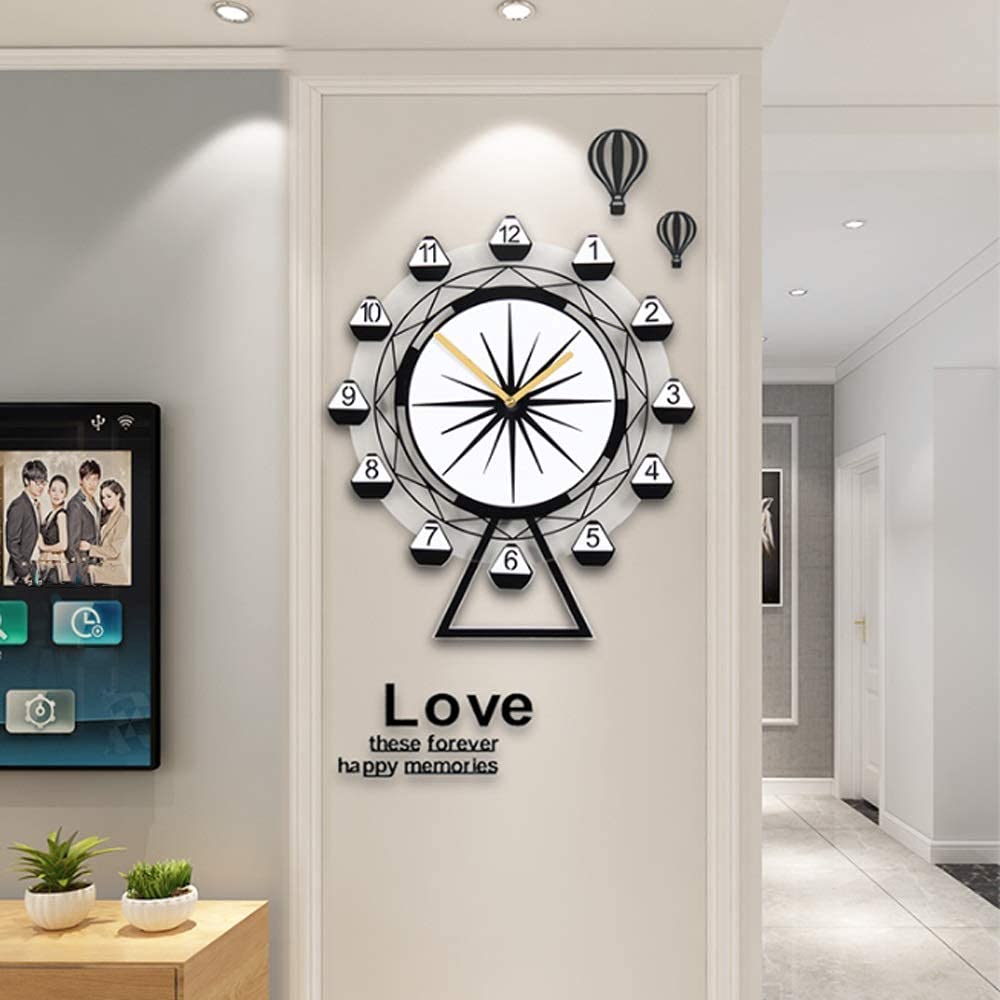 Horloge murale de salon art moderne montre a quartz haut de gamme et silencieuse