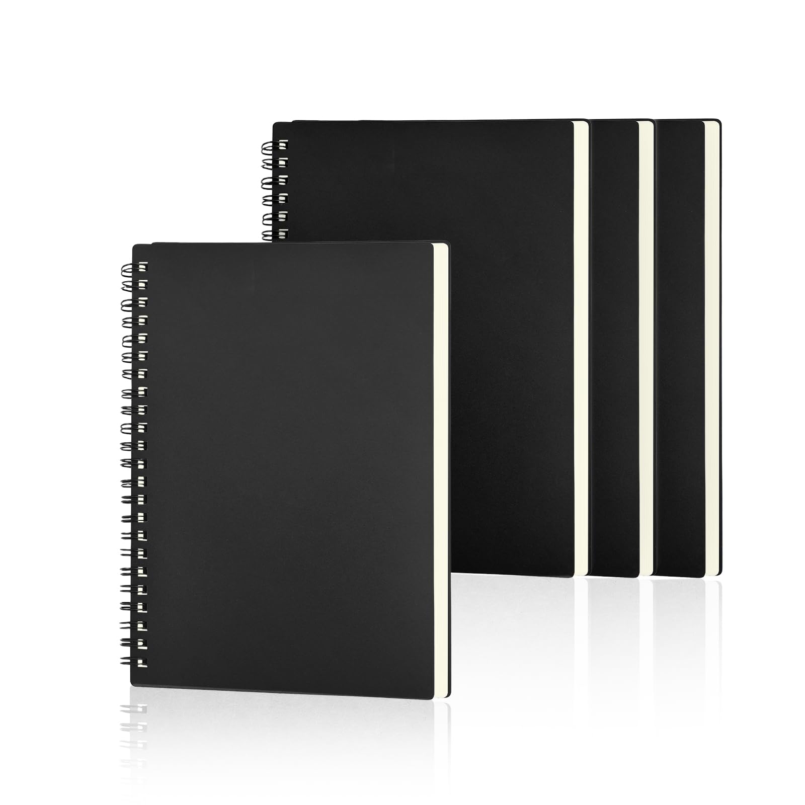 4PCS Spiral Memo Pads, A6 Small Spiral Notebooks Pocket Size, Kraft Cover Notepads Ruled Paper, Spiral Journal Notepads Professional Notepad for School, Study, Office, 100 Pages/50 Sheets, Black
