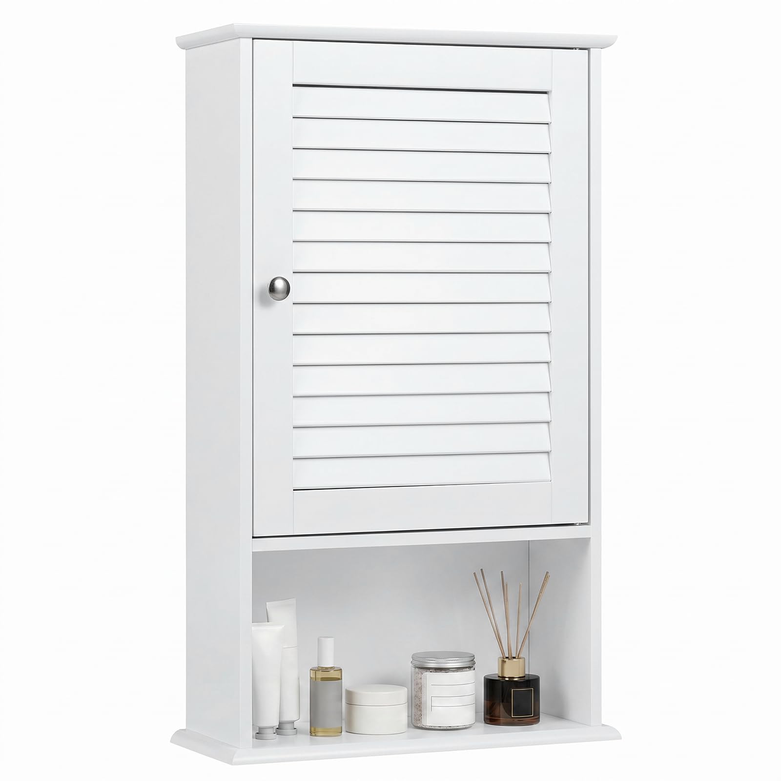 COSTWAY Hängeschrank Bad, Badezimmerschrank mit verstellbarem Einlegeboden, Wandschrank 42 x 16,5 x 70cm, Badschrank hängend, Schrank für Badezimmer, Küche (weiß)