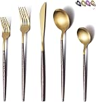 Stainless Steel Golden Flatware Set, Titanium Plated Cutlery - 20 Piece Matte Gold Utensil Set for 4