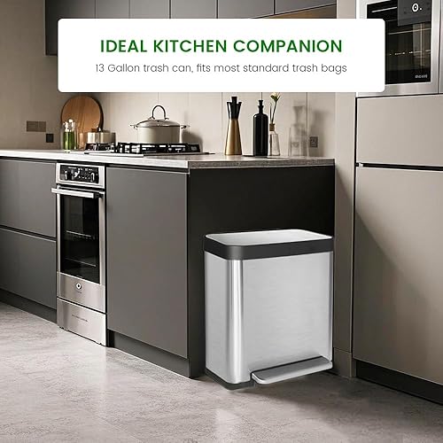 Miniatura 120 de Cubo de basura pequeño para baño con tapa, cubo de basura de 1.3 galones con cubo interior extraíble, cubo de basura delgado con tapa de cierre