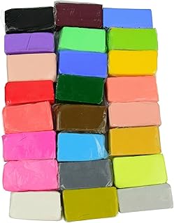 GadgetcKing 24 Mixed Colour Soft Oven Bake Polymer Clay Modelling Block Art & Craft Set For Kids DIY Sculpting Non Toxic Coloured Set Playdough Dough Starter Kit