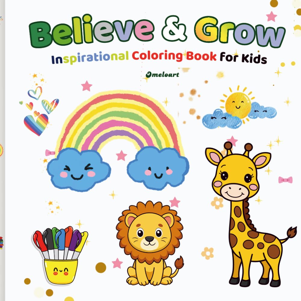 Believe & Grow: Inspirational Coloring Book for Kids Ages 4–8 | Positive Affirmations & Motivational Quotes Coloring Book for Boys and Girls | 100 ... with Positive Quotes, Growth Mindset Activit