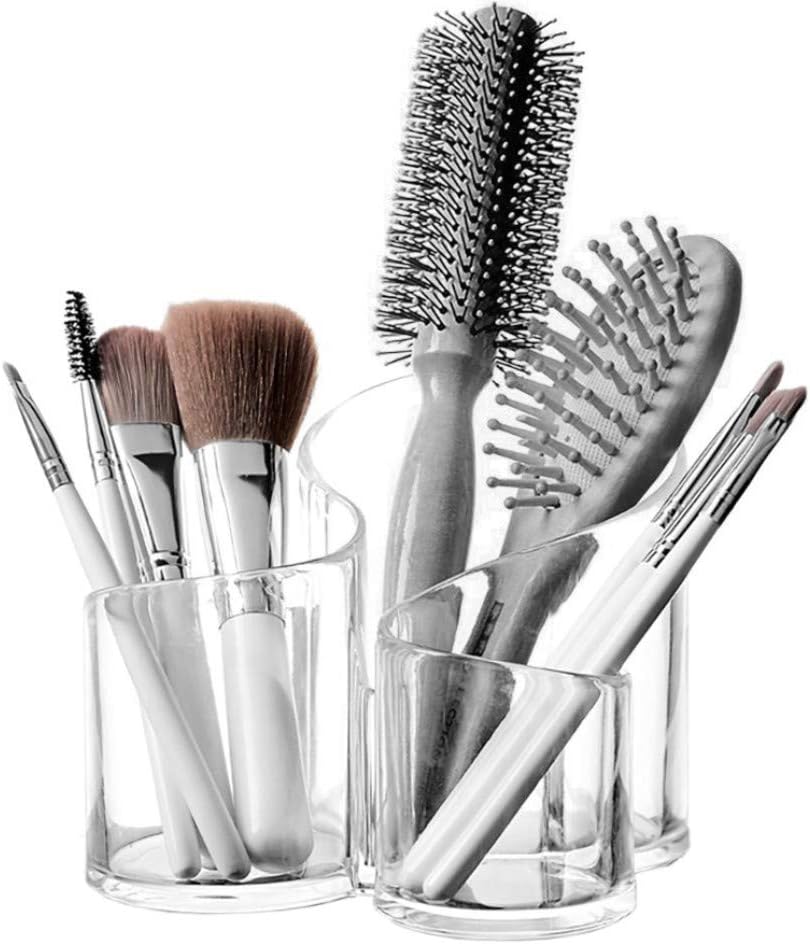 PMLAND Large Wavy Acrylic Makeup Brush and Cosmetic Holder