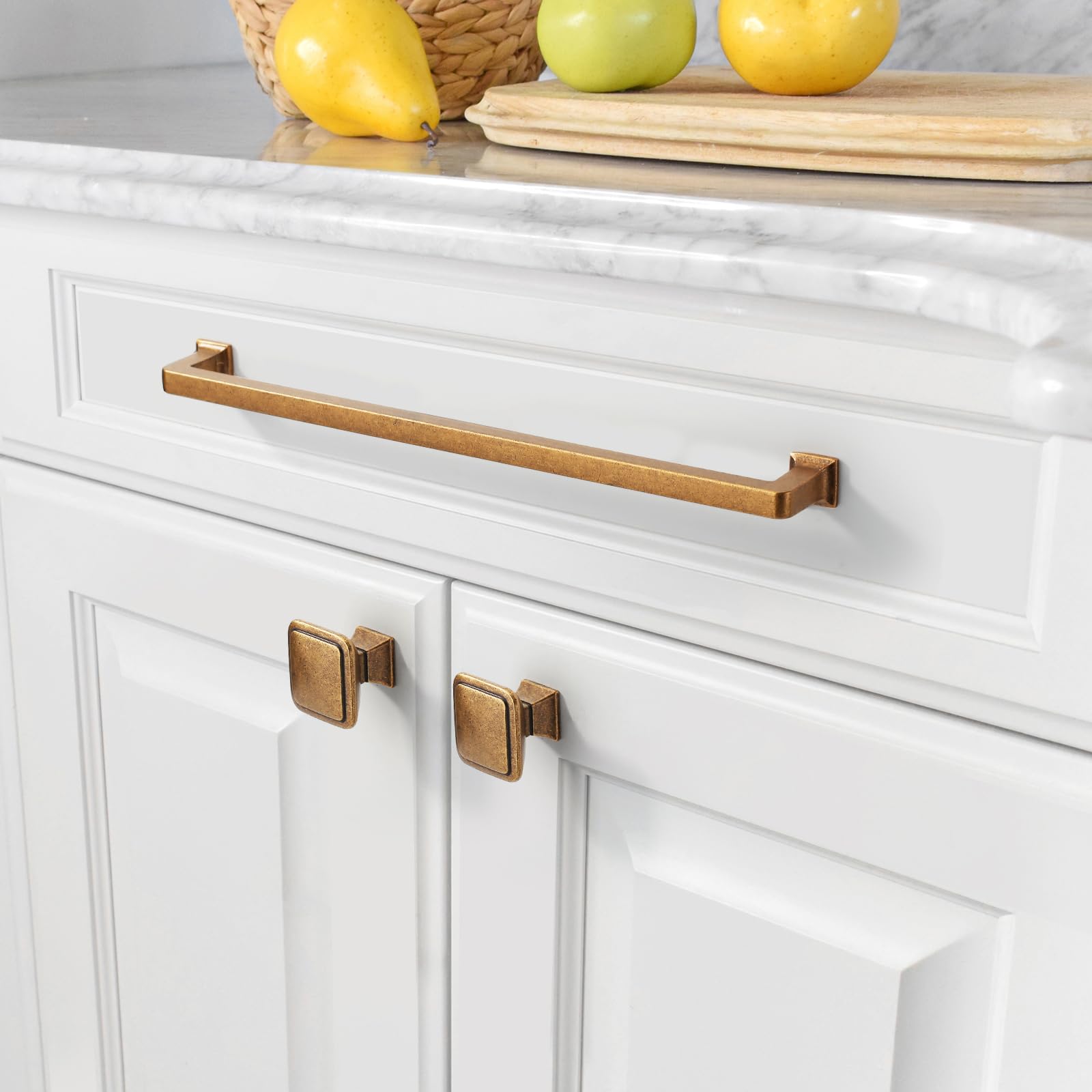 6 Pack Antique Brass Pulls 10 Inch Hole Centers