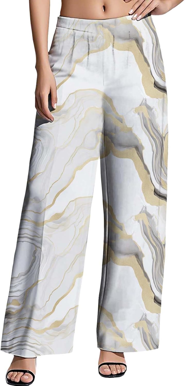 Womens High Waisted Pants 2025 Summer Wide Leg Oversize Pattern Print Loose Fit Beach Vacation Lounge Sweatpants