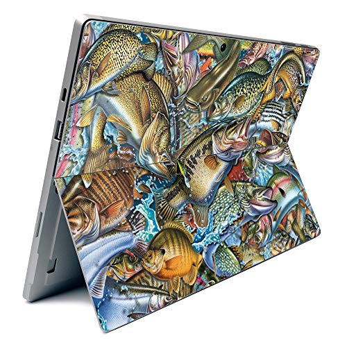 Image of MightySkins Carbon Fiber Skin for Microsoft Surface Pro 7 - Action Fish Puzzle | Textured Carbon Fiber Finish | Easy to Apply, Remove, and Change Styles | Made in The USA