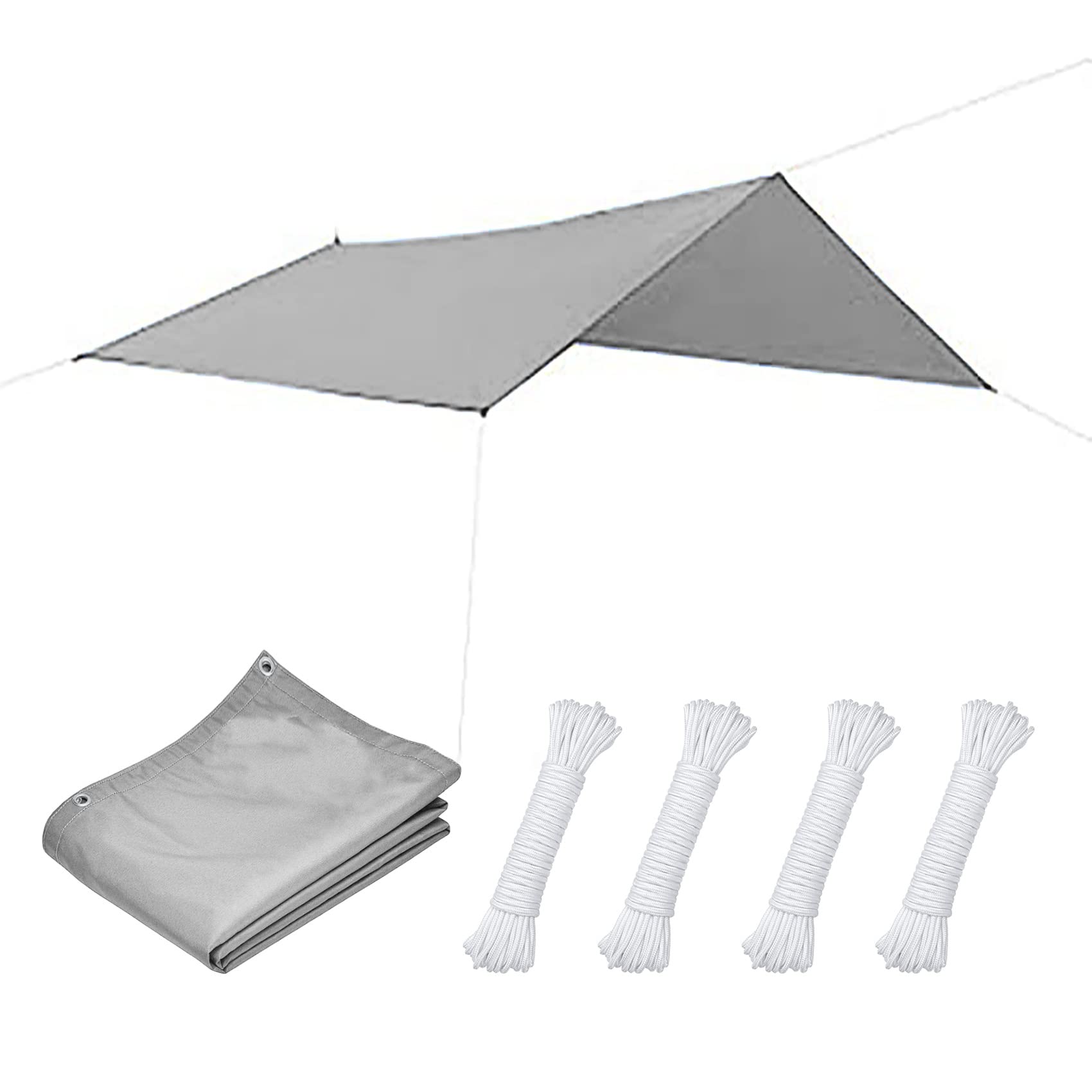 Voile d'ombrage pour patio et jardin 1.7 x 3.8 m gris
