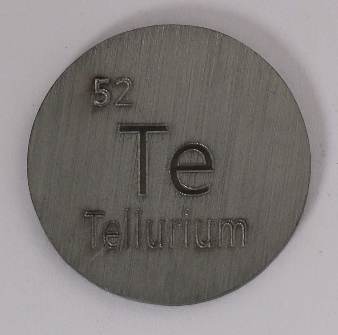 Tellurium (Te) - Disco metálico de 24,26 mm con estuche acrílico para colección o experimentos