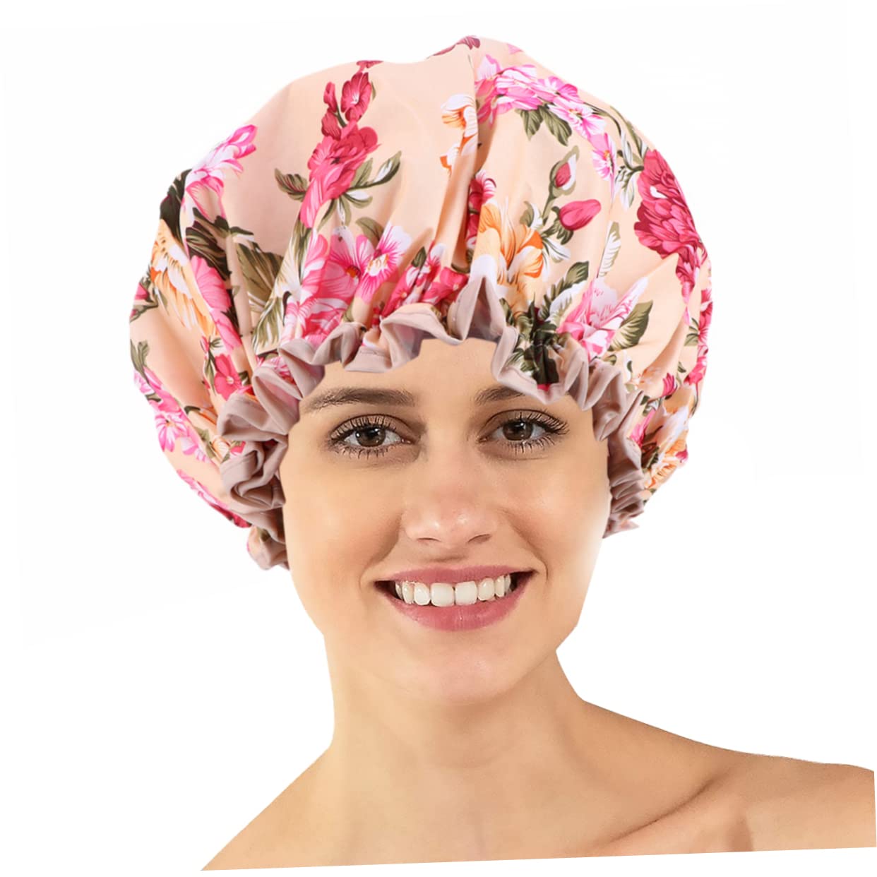FOMIYES 9stücke Teiliges Wasserdichte Duschhaube Für Damen Doppellagige Peva-badekappen Mit Buntem Blumenmuster Wiederverwendbar Und Elastisch Für Haare Im Bad Oder Spa