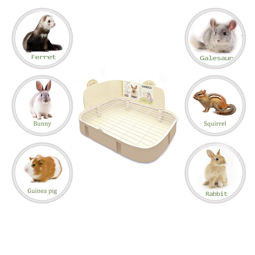 KAMEIOU White Rabbit Litter Box Toilet Ferret Galesaur Guinea Pig Bunny