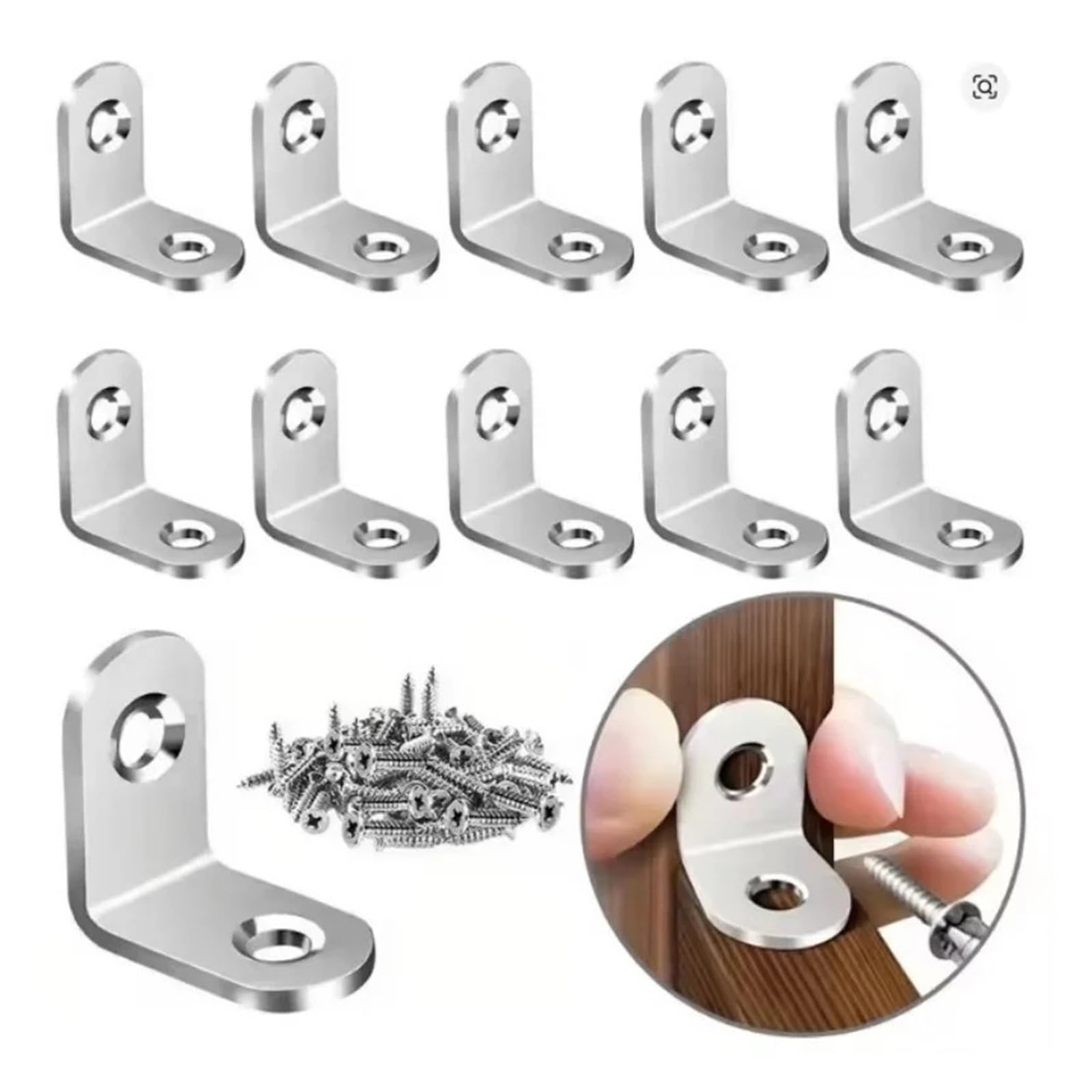 Staffe a L in acciaio inossidabile da 40 pezzi - Supporto angolare piccolo ad angolo retto for scaffali, mobili in legno, sedie, hardware for