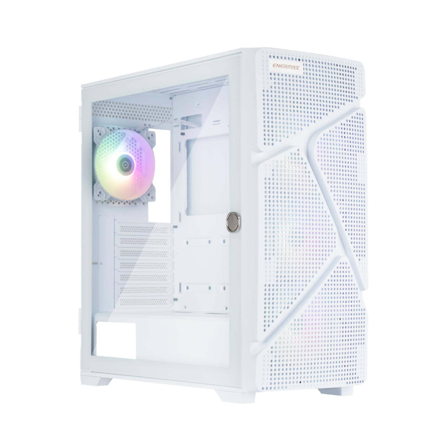 Boîtier PC Gamer MarbleShell MS31 Blanc + 4 Ventilateurs ARGB PWM et Support VGA Inclus