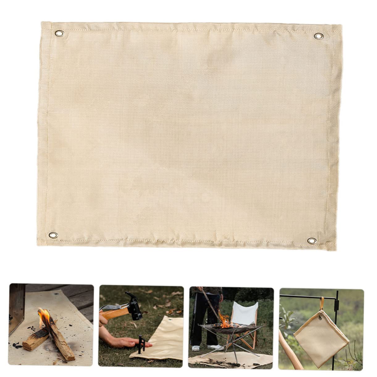 OFFSCH Fireproof Mat Heatproof BBQ Mat Fiberglass Fire Blanket Outdoor Camping Gear Reinforced Eyes