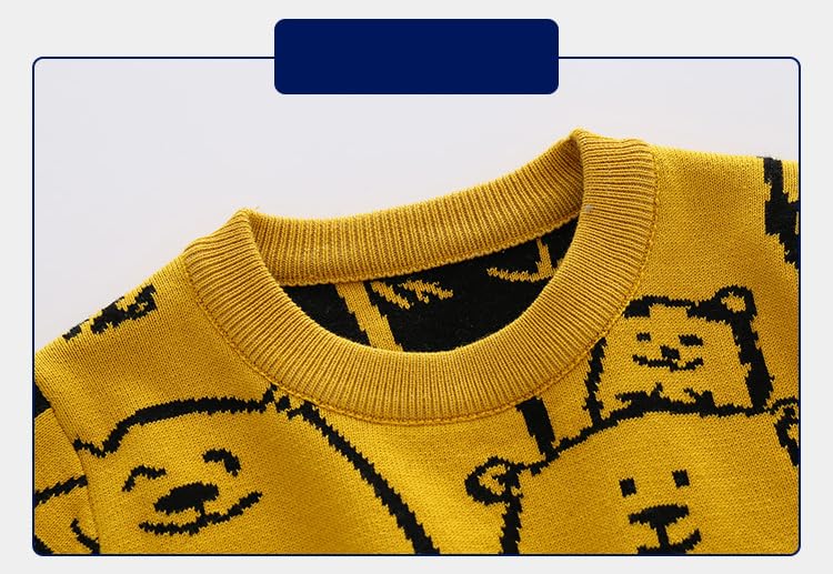 Baby Boy Color-Blocked Cartoon Casual Knitted Long Sleeve Sweater Lightweight Round Neck Pullover Top For Kids2