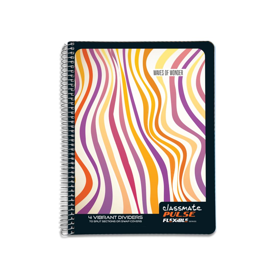 Classmate Pulse Flexible 5 Subject (24.0x18.0cm) Spiral Notebook |4 Interchangable Page separators|Single Line|300 Pages-image-41