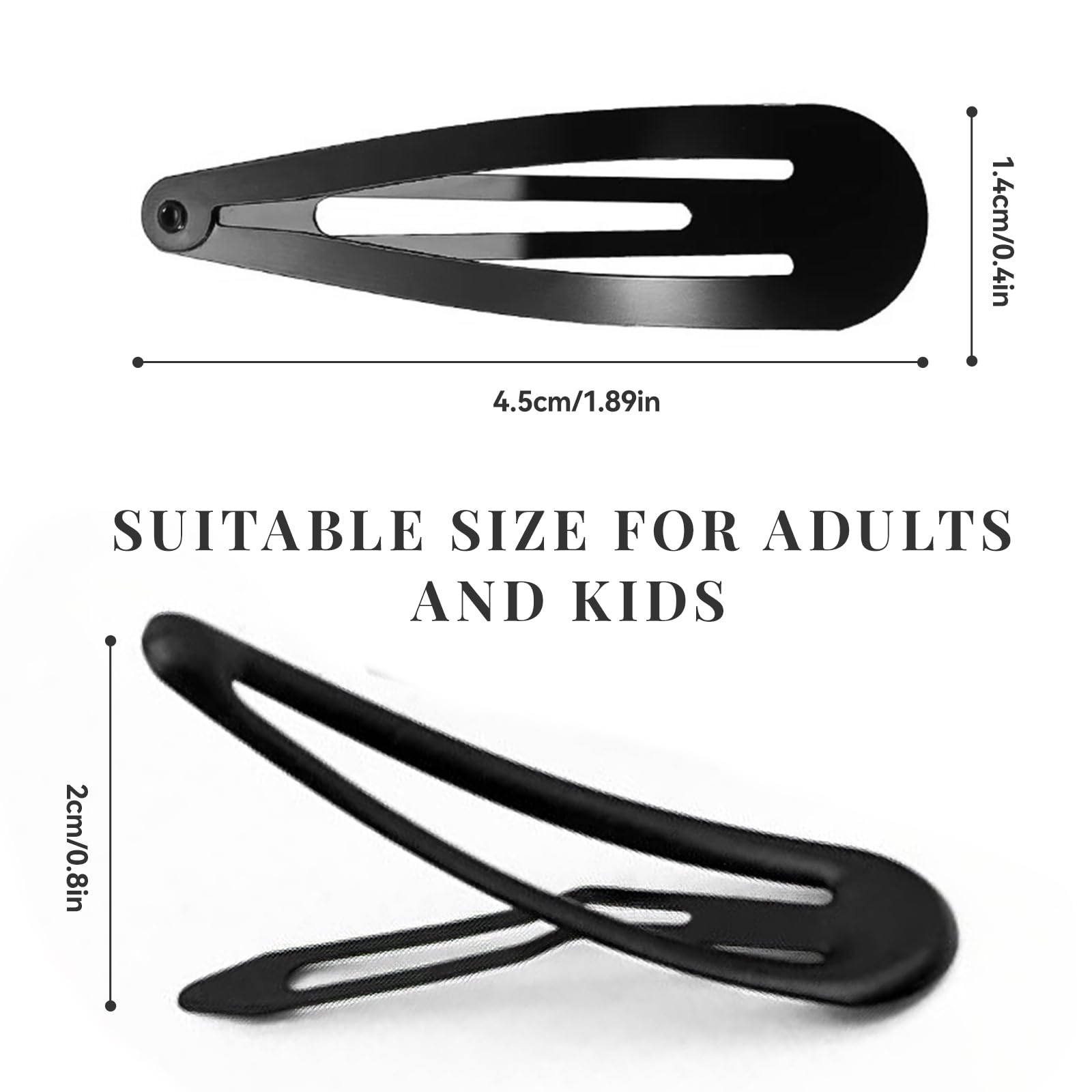 Fermagli per capelli in metallo nero con chiusura a scatto, fermagli da 5 cm per bambine e ragazze (24 pezzi neri)