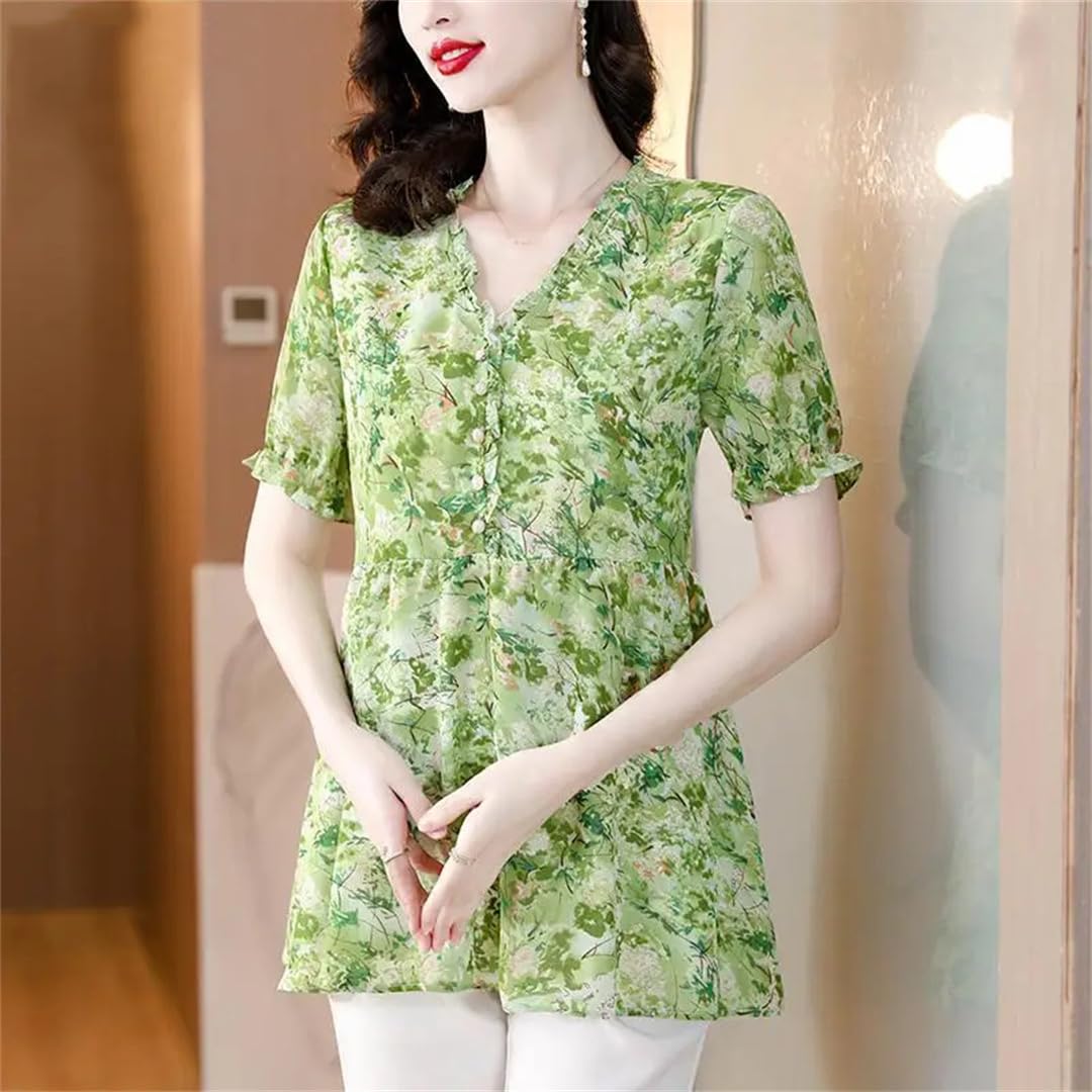 Camicette da donna estive casual retrò floreale peplo camicette